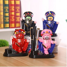 川劇臉譜變臉娃娃筆筒 彩繪公仔高檔禮品筆座