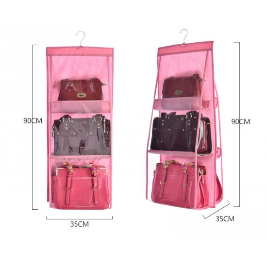 雙面透明包包收納掛架 儲物掛袋 無紡布懸掛式掛袋 透明防塵包包收納掛袋