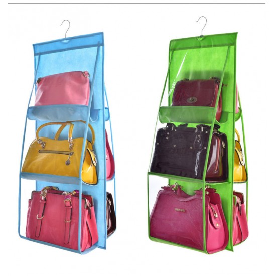 雙面透明包包收納掛架 儲物掛袋 無紡布懸掛式掛袋 透明防塵包包收納掛袋