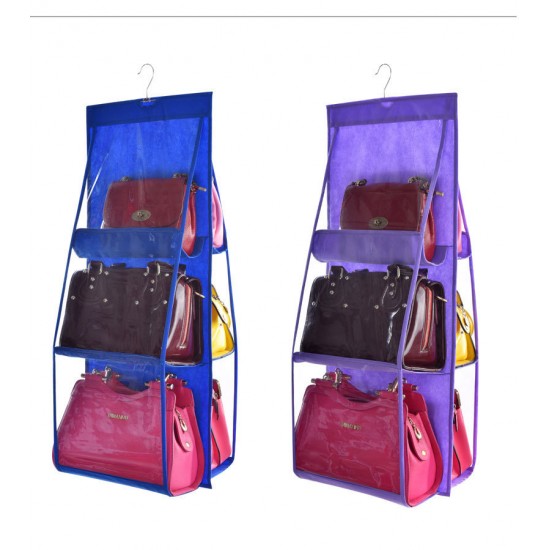 雙面透明包包收納掛架 儲物掛袋 無紡布懸掛式掛袋 透明防塵包包收納掛袋