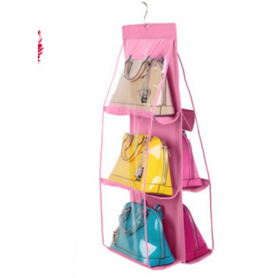 雙面透明包包收納掛架 儲物掛袋 無紡布懸掛式掛袋 透明防塵包包收納掛袋