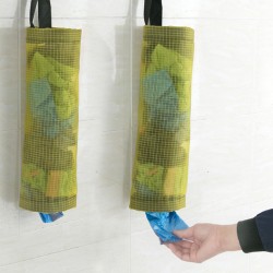 廚房吊掛式收納袋 透明網格環保塑膠袋 購物袋儲物抽取袋