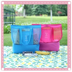 手提保溫袋 雙層野餐包 運動網格收納包 冰袋收納袋