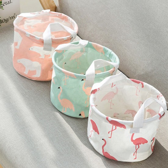 清新棉麻雜物收納儲物籃 桌面簡約收納盒 手提布藝收納籃