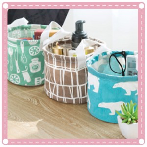 清新棉麻雜物收納儲物籃 桌面簡約收納盒 手提布藝收納籃