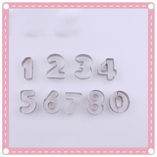 DIY不銹鋼數字餅乾模 飯團壽司水果切模器 烘焙工具9入裝