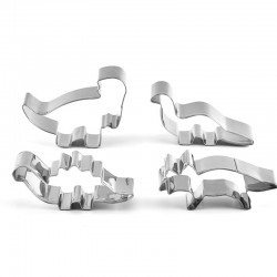 不銹鋼恐龍餅乾模 創意動物水果切模器 4入裝 DIY 烘焙工具