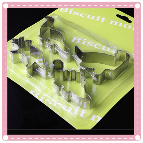 不銹鋼恐龍餅乾模 創意動物水果切模器 4入裝 DIY 烘焙工具