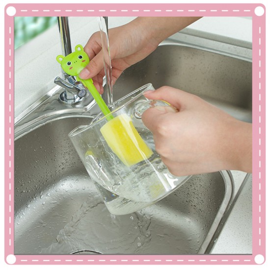 可愛動物不傷手強力去污洗杯刷 廚房海綿刷清潔刷 奶瓶刷