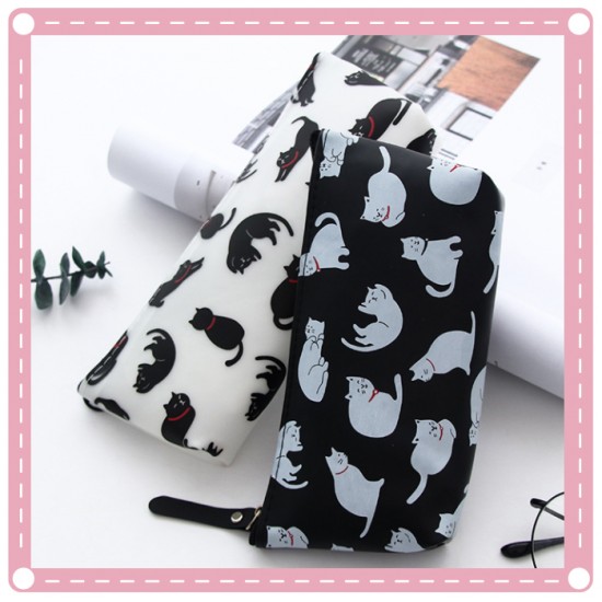 創意文具果凍筆袋 可愛貓咪立體矽膠簡約學生文具筆袋 收納袋