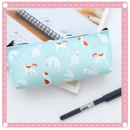 創意文具果凍筆袋 可愛貓咪立體矽膠簡約學生文具筆袋 收納袋