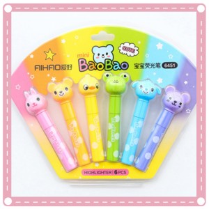 可愛螢光筆6件組 小學生彩色記號筆 兒童塗鴉筆