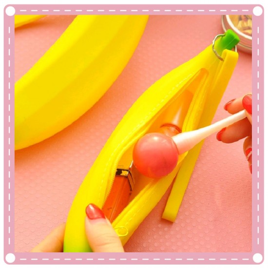 創意可愛矽膠零錢包 香蕉筆袋 學生手拿鉛筆盒