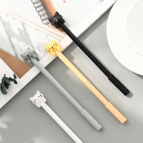 可愛貓咪中性筆0.5mm 超萌黑色原子筆 學生文具