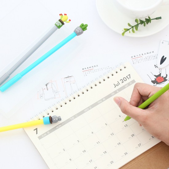 矽膠仙人掌盆栽造型中性筆 0.5mm原子筆