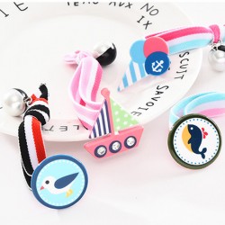 海洋圖案髮束 兒童條紋髮飾 造型髮圈 髮飾飾品