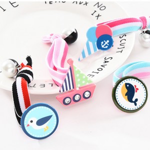 海洋圖案髮束 兒童條紋髮飾 造型髮圈 髮飾飾品