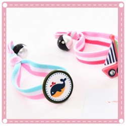 海洋圖案髮束 兒童條紋髮飾 造型髮圈 髮飾飾品