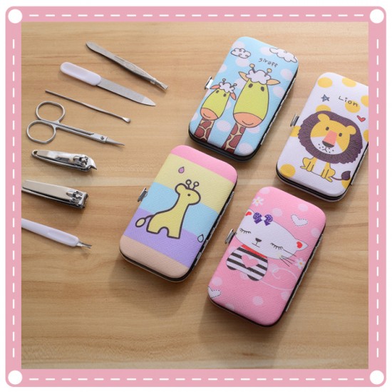 可愛圖案不銹鋼指甲刀組 外出必備美甲7件組