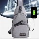 休閒單肩斜挎包 可接行動電源充電背包 帆布胸包