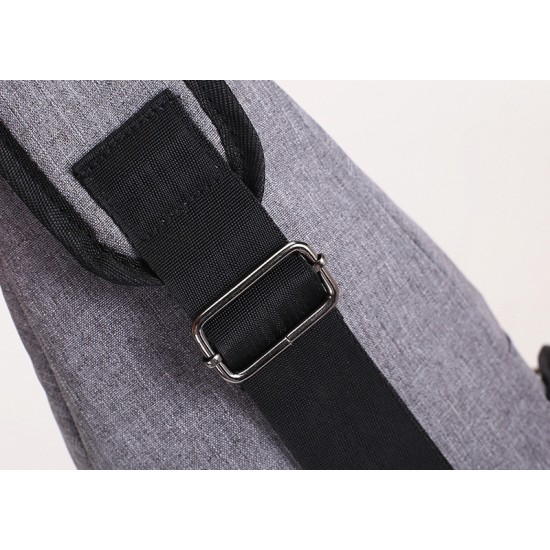 休閒單肩斜挎包 可接行動電源充電背包 帆布胸包