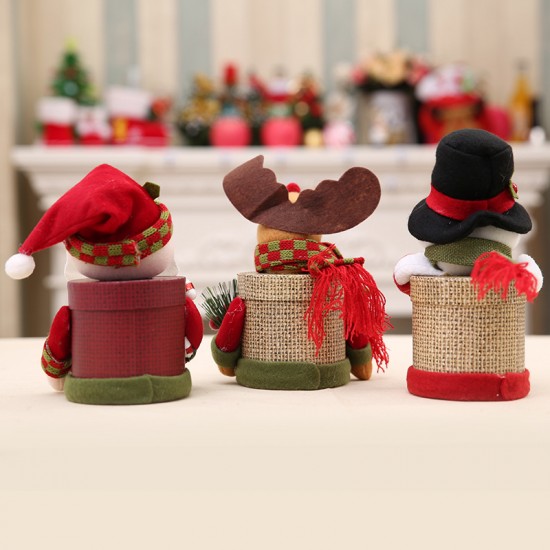 聖誕節糖果盒 聖誕老人麋鹿雪人 聖誕用品禮物盒 聖誕裝飾品 亞麻禮物盒