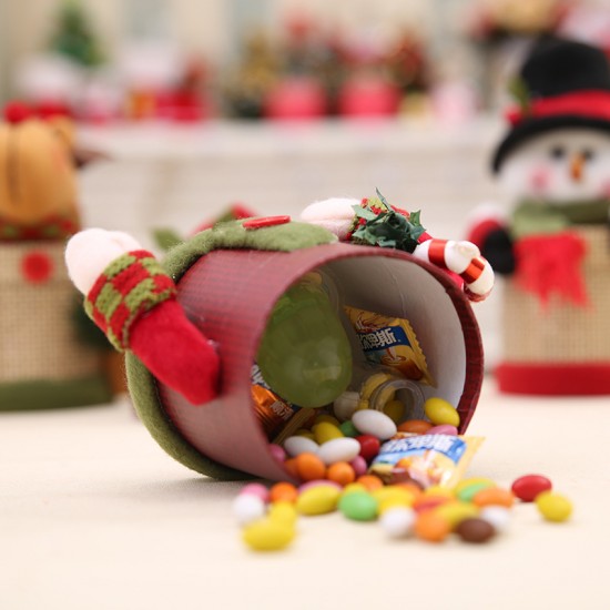 聖誕節糖果盒 聖誕老人麋鹿雪人 聖誕用品禮物盒 聖誕裝飾品 亞麻禮物盒