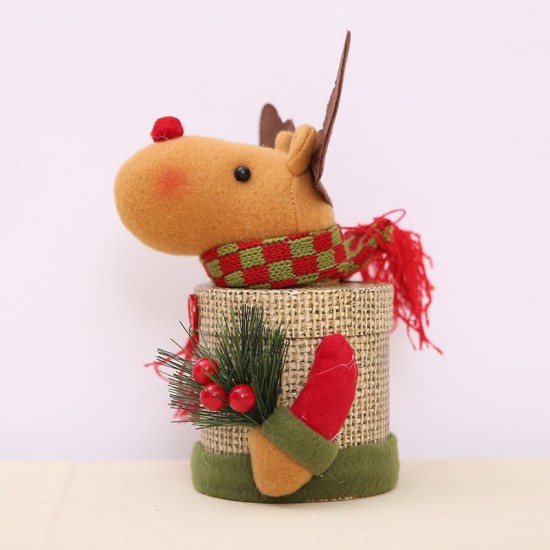 聖誕節糖果盒 聖誕老人麋鹿雪人 聖誕用品禮物盒 聖誕裝飾品 亞麻禮物盒