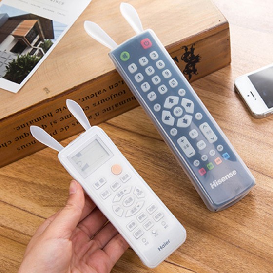 兔子耳朵造型夜光遙控器套 透明矽膠保護套  通用冷氣遙控器收納套