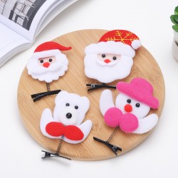聖誕裝飾 彈簧髮夾 髮飾頭飾聖誕老人雪人聖誕樹迷你髮夾 聖誕造型髮夾