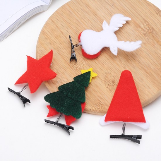 聖誕裝飾 彈簧髮夾 髮飾頭飾聖誕老人雪人聖誕樹迷你髮夾 聖誕造型髮夾