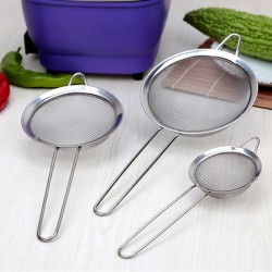 不鏽鋼手持斜紋密網寬邊麵粉篩 油隔漏勺