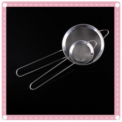 不鏽鋼手持斜紋密網寬邊麵粉篩 油隔漏勺