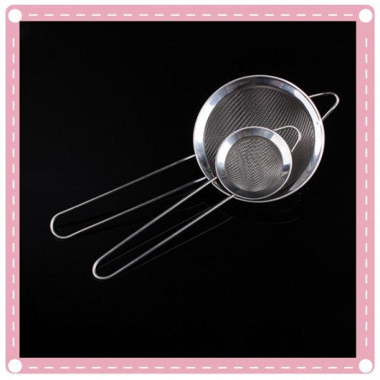 不鏽鋼手持斜紋密網寬邊麵粉篩 油隔漏勺