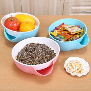 (2入)懶人可拆式雙層糖果盤 瓜子水果圓形收納盒 果盤 糖果盒