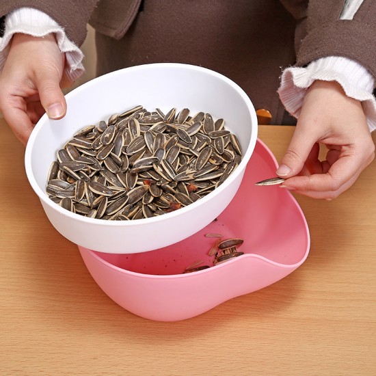 (2入)懶人可拆式雙層糖果盤 瓜子水果圓形收納盒 果盤 糖果盒