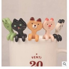 可愛動物造型陶瓷湯匙 咖啡攪拌匙 造型小掛匙