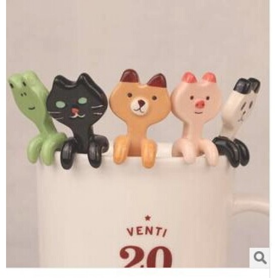 可愛動物造型陶瓷湯匙 咖啡攪拌匙 造型小掛匙