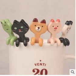 可愛動物造型陶瓷湯匙 咖啡攪拌匙 造型小掛匙