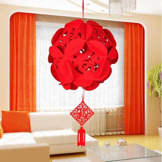 福字繡球吊飾 毛氈裝飾 無紡布節慶用品