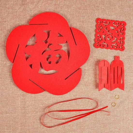 福字繡球吊飾 毛氈裝飾 無紡布節慶用品