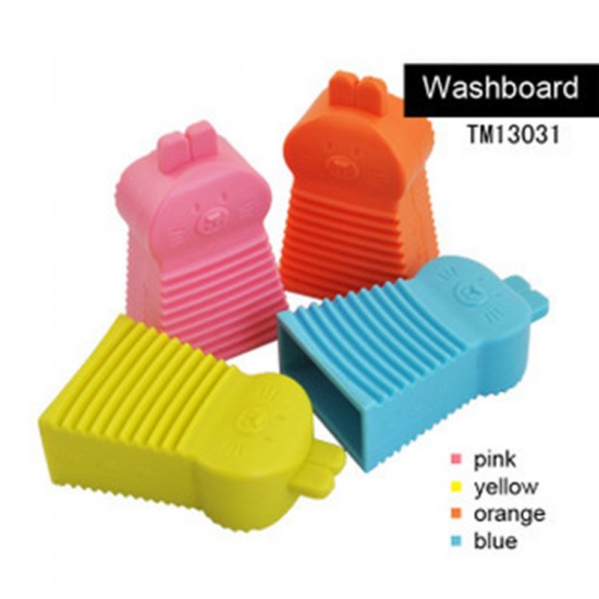 可愛兔子手握式洗衣刷 糖果色矽膠洗衣刷 迷你洗衣板 浴室清潔刷