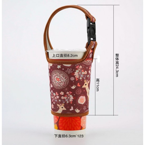 潛水布環保手提杯套 手搖飲料杯套 通用手搖杯布套