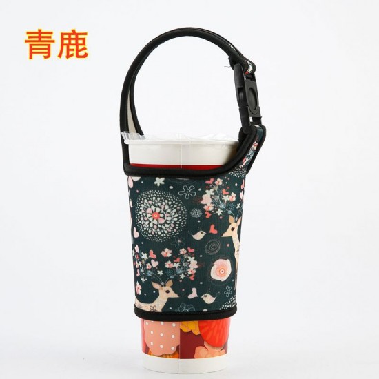 潛水布環保手提杯套 手搖飲料杯套 通用手搖杯布套