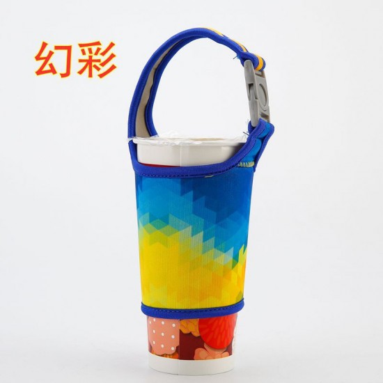 潛水布環保手提杯套 手搖飲料杯套 通用手搖杯布套