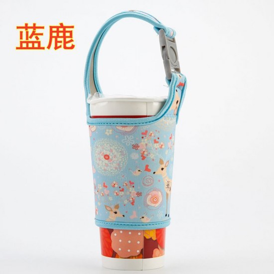 潛水布環保手提杯套 手搖飲料杯套 通用手搖杯布套