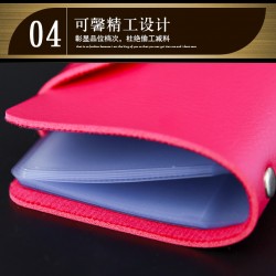 簡約皮紋淑女24位卡片收納包 皮質悠遊卡包