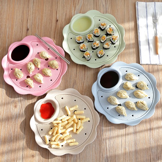 小麥雙層水餃盤 零食水果餐盤 醬醋碟