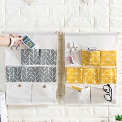 棉麻布藝七格掛袋 雜物收納掛袋 門後牆面多格收納掛袋 儲物袋