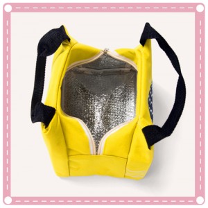 小號手提拉鍊戶外保溫保冷便當袋 小魚圖案牛津布保溫袋